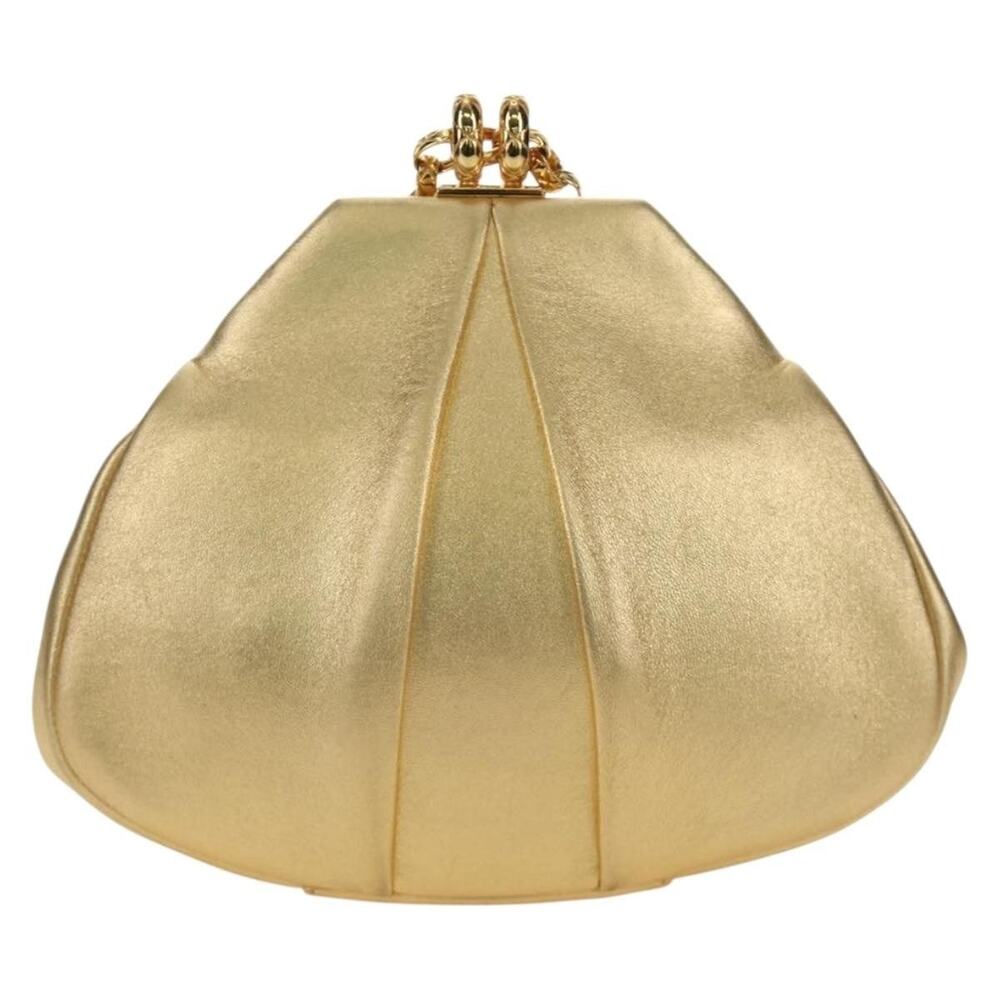 Chanel Leather Chain Shoulder Bag Gold